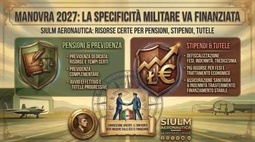 Bilancio 2027, SIULM Aeronautica: la specificità militare va finanziata