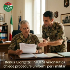 Bonus Giorgetti, SIULM Aeronautica: procedure chiare per i militari
